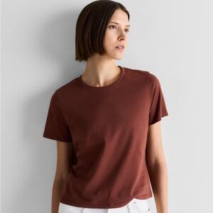 Quince Brown 100% Organic Cotton Short Sleeve Tee Large. NWT